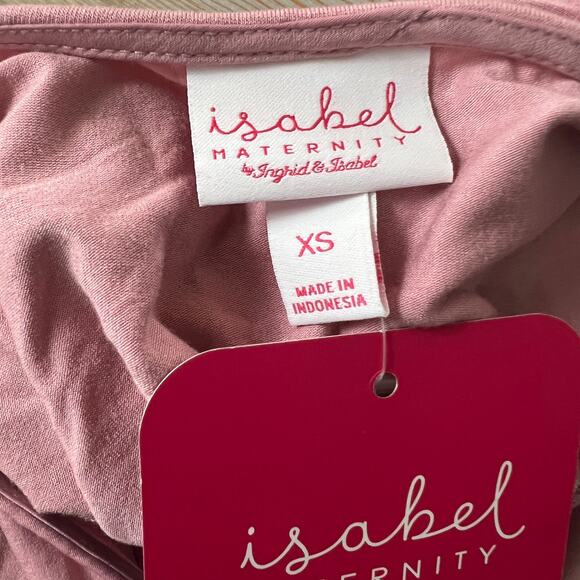 Isabel Maternity Light Pink 3/4 Sleeve Knit Woven Blouse - Size XS - NWT - Picture 2 of 6